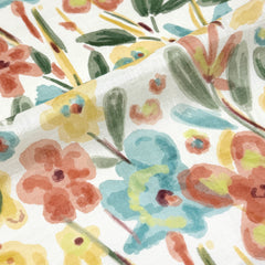 Aqua Floral Handkerchief Lightweight 100% Linen Fabric by the Yard/57" Width/CL1110