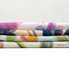 Aqua Floral Handkerchief Lightweight 100% Linen Fabric by the Yard/57" Width/CL1110