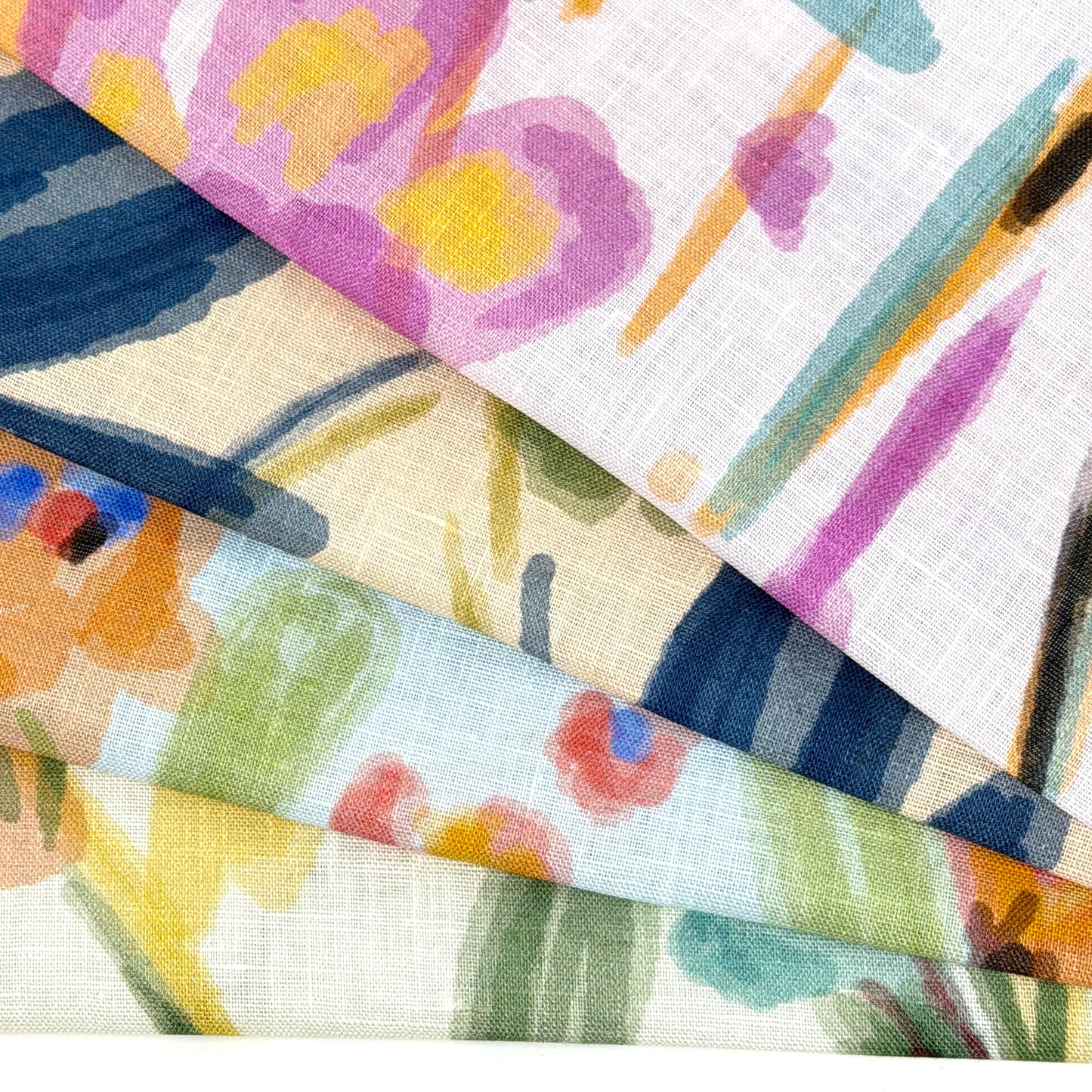 Aqua Floral Handkerchief Lightweight 100% Linen Flat Roman Shade, CL1110