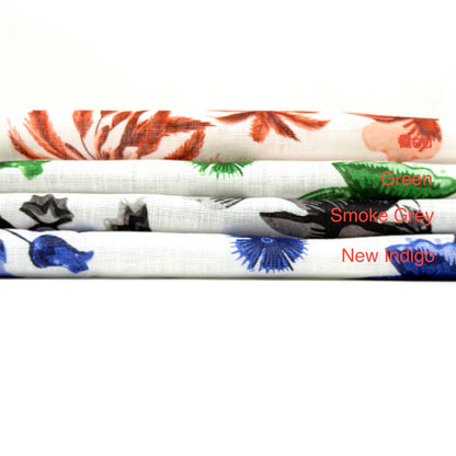 Blossom Flower Handkerchief Light Weight 100% Linen Fabric By The Yard, 57"Width, CL1111