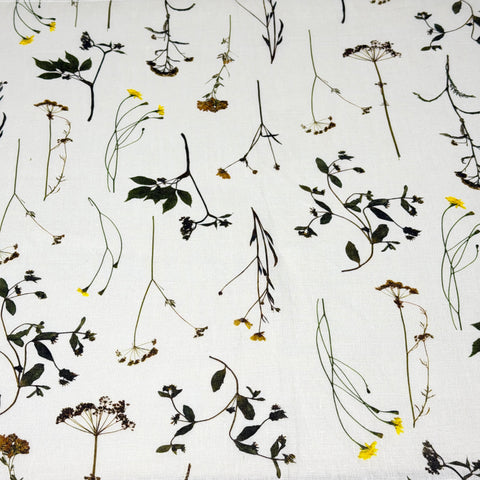 Bloom Plant Garden Print 100% Lightweight Linen Fabric by the Yard / 57" Width / CL1106