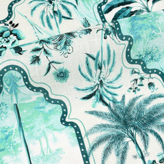 Palm Tree Tropical Handkerchief Light Weight 100% Linen Fabric By The Yard/57" Width/CL1108