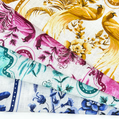 Palm Tree Tropical Handkerchief Light Weight 100% Linen Fabric By The Yard/57" Width/CL1108