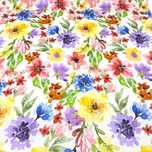 Floral Handkerchief Light Weight 100% Linen Fabric By The Yard, 58"Width, CL1103