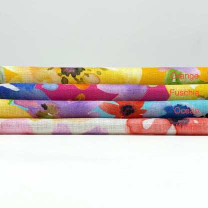 Floral Handkerchief Light Weight 100% Linen Fabric By The Yard, 58"Width, CL1103