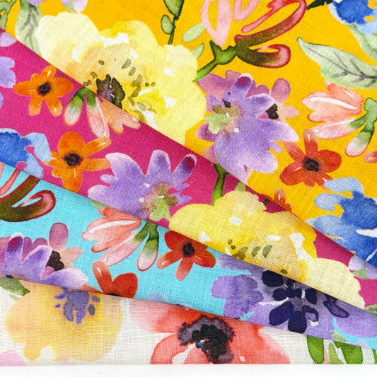Floral Handkerchief Light Weight 100% Linen Fabric By The Yard | 58"Width | CL1103