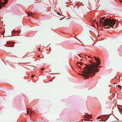 Water Roses Light Weight 100% Linen Fabric By The Yard, 57"Width, CL1105