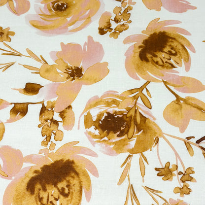 Water Roses Light Weight 100% Linen Fabric By The Yard, 57"Width, CL1105
