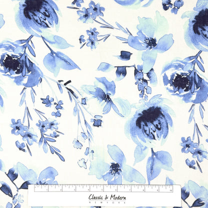 Water Roses Light Weight 100% Linen Fabric By The Yard, 57"Width, CL1105