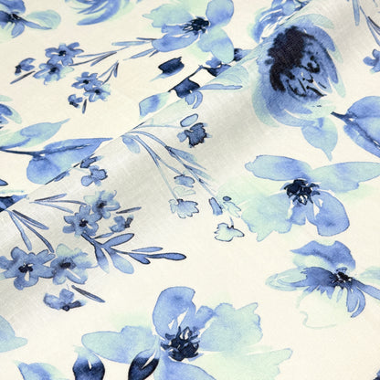 Water Roses Light Weight 100% Linen Fabric By The Yard, 57"Width, CL1105