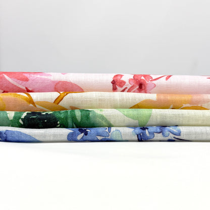 Water Roses Light Weight 100% Linen Fabric By The Yard, 57"Width, CL1105