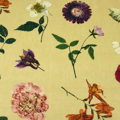 Floral Plants Handkerchief Light Weight 100% Linen Fabric By The Yard, 58"Width, CL1109