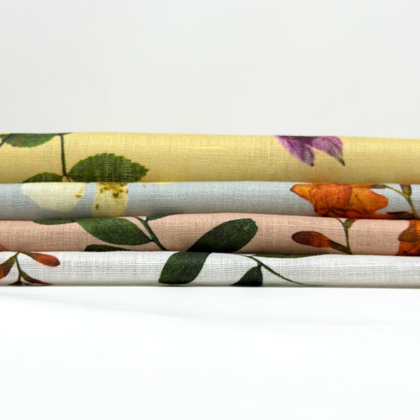 Floral Plants Handkerchief Light Weight 100% Linen Fabric By The Yard, 58"Width, CL1109