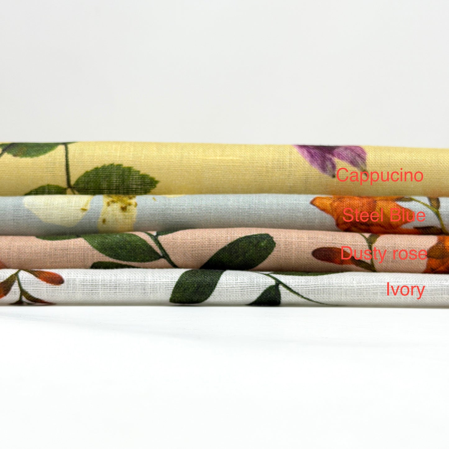 Floral Plants Handkerchief Light Weight 100% Linen Fabric By The Yard, 58"Width, CL1109