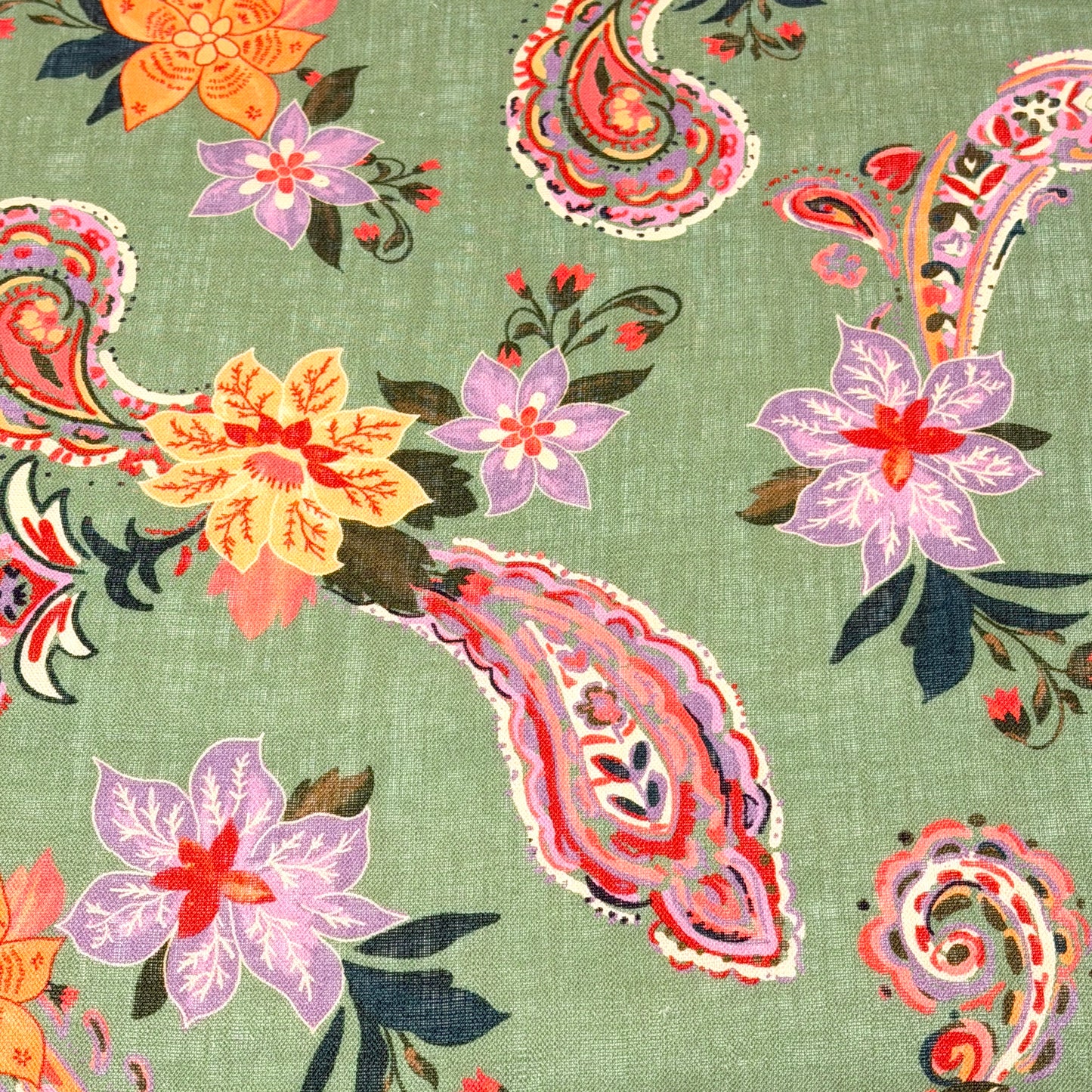 Paisley Floral Handkerchief Light Weight 100% Linen Fabric By The Yard, 57"Width, CL1107