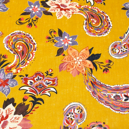 Paisley Floral Handkerchief Light Weight 100% Linen Fabric By The Yard, 57"Width, CL1107