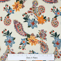 Paisley Floral Handkerchief Light Weight 100% Linen Fabric By The Yard/57" Width/CL1107