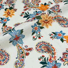 Paisley Floral Handkerchief Light Weight 100% Linen Fabric By The Yard/57" Width/CL1107