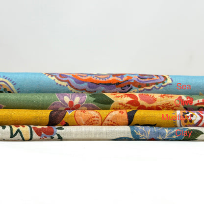 Paisley Floral Handkerchief Light Weight 100% Linen Fabric By The Yard, 57"Width, CL1107