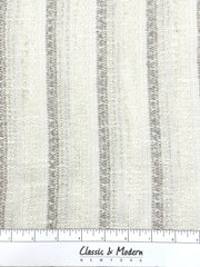 Striped Textured Embroidery Blend Linen Fabric by the Yard / 118" Width / CL1143