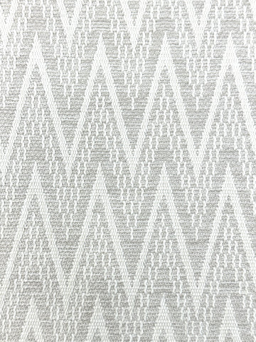 Neutral chevron patterned linen blend fabric for upholstery or curtains.