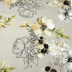Flowing Floral Print Linen Blend Fabric by the Yard/54" Width/CL1145
