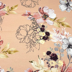 Flowing Floral Print Linen Blend Fabric by the Yard/54" Width/CL1145