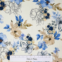 Flowing Floral Printed linen Flat Roman Shade/CL1145