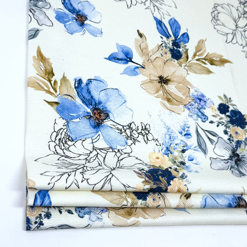 Flowing Floral Printed linen Flat Roman Shade/CL1145