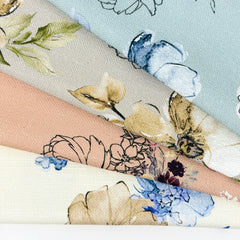 Flowing Floral Printed linen Flat Roman Shade/CL1145