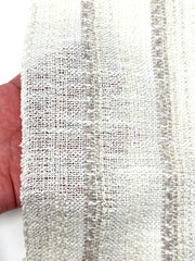Striped Textured Embroidery Blend Linen Fabric by the Yard / 118" Width / CL1143