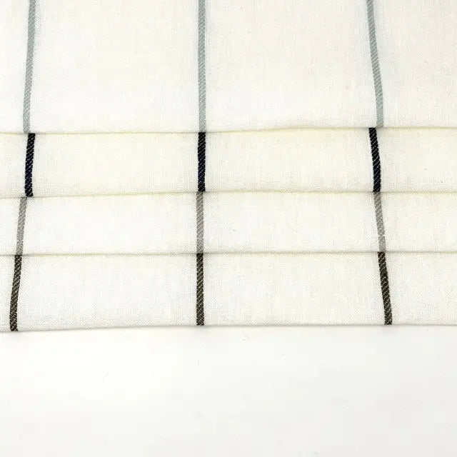 Light Green Wide Thin Striped 100% Linen Custom Made Flat Roman Shade, CL1003