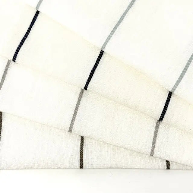 Light Green Wide Thin Striped 100% Linen Custom Made Flat Roman Shade, CL1003