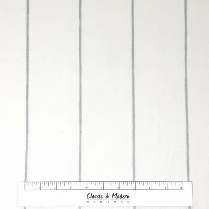 Light Green Wide Thin Striped 100% Linen Custom Made Flat Roman Shade, CL1003