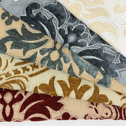 Gold Brown Velvet Jacquard Flat Roman Shade, CL1194