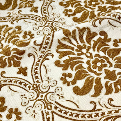 Gold Brown Velvet Jacquard Flat Roman Shade, CL1194