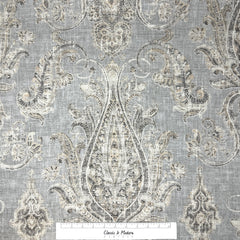 Vintage Damask Grey Linen Custom Flat Roman Shade/CL1188 - Classic & Modern Home
