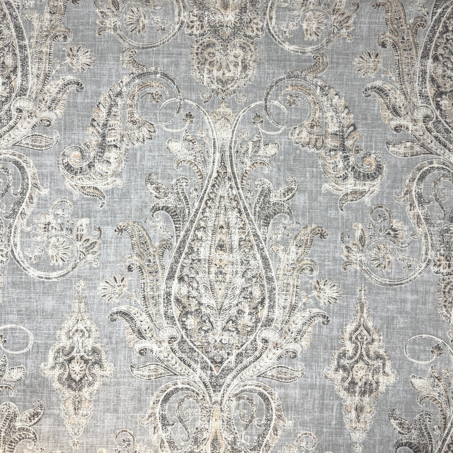 Vintage Damask Grey Linen Custom Flat Roman Shade/CL1188 - Classic & Modern Home
