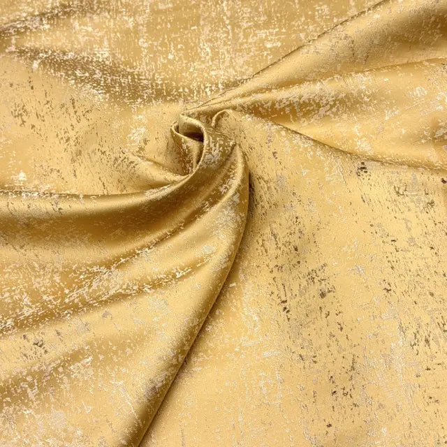 Gold Abstract Distressed Metallic Jacquard Flat Roman Shade, CL1189
