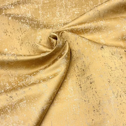 Gold Abstract Distressed Metallic Jacquard Flat Roman Shade, CL1189