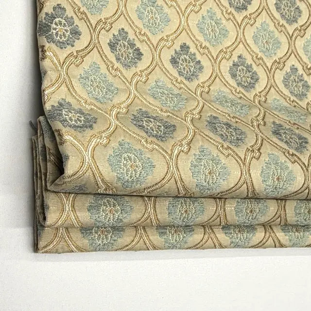 Beige Ogee Medallion Jacquard Flat Roman Shade, CL1191