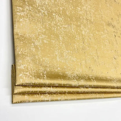 Gold Abstract Distressed Metallic Jacquard Flat Roman Shade, CL1189