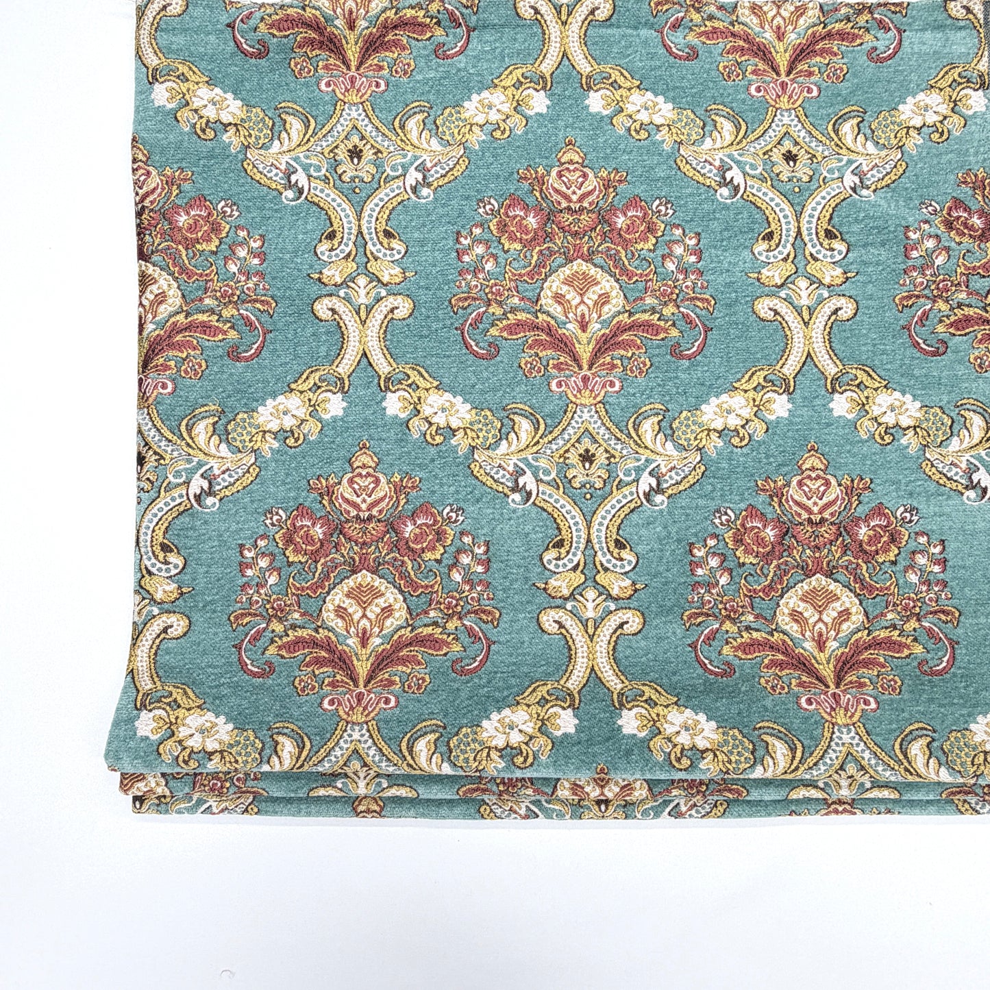 Sage Floral Damask Velvet Classic Relaxed Roman Shade, CL1195