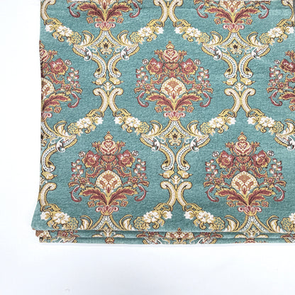 Sage Floral Damask Velvet Classic Relaxed Roman Shade, CL1195