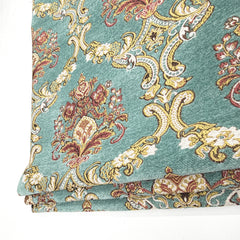 Sage Floral Damask Velbet Classic Relaxed Roman Shade/CL1195