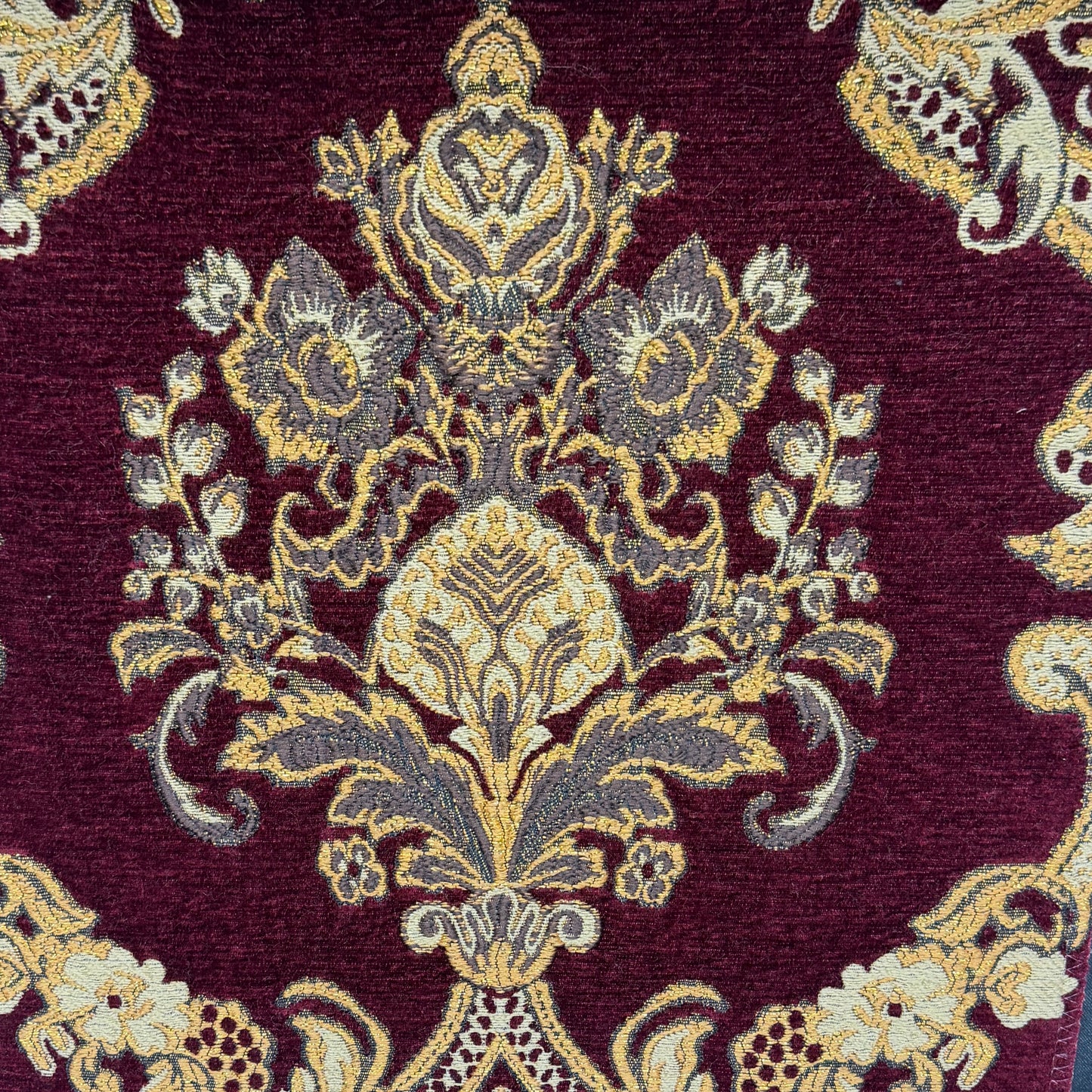 Sage Floral Damask Velvet Classic Relaxed Roman Shade, CL1195