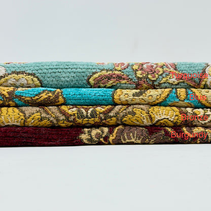 Sage Floral Damask Velvet Classic Relaxed Roman Shade, CL1195