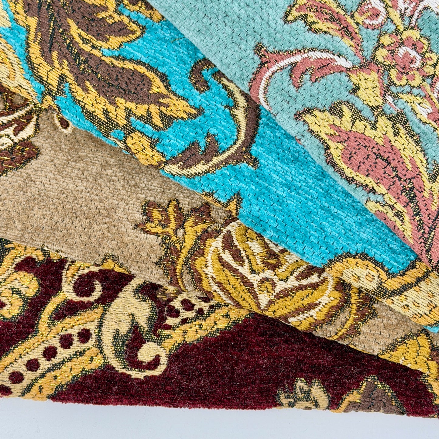 Sage Floral Damask Velvet Classic Relaxed Roman Shade, CL1195