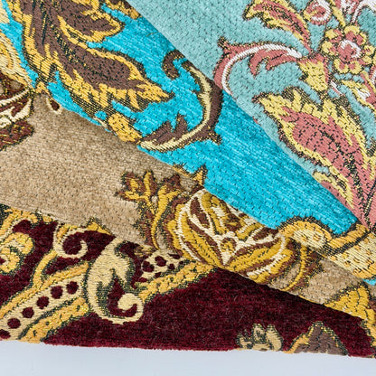 Sage Floral Damask Velvet Classic Relaxed Roman Shade, CL1195