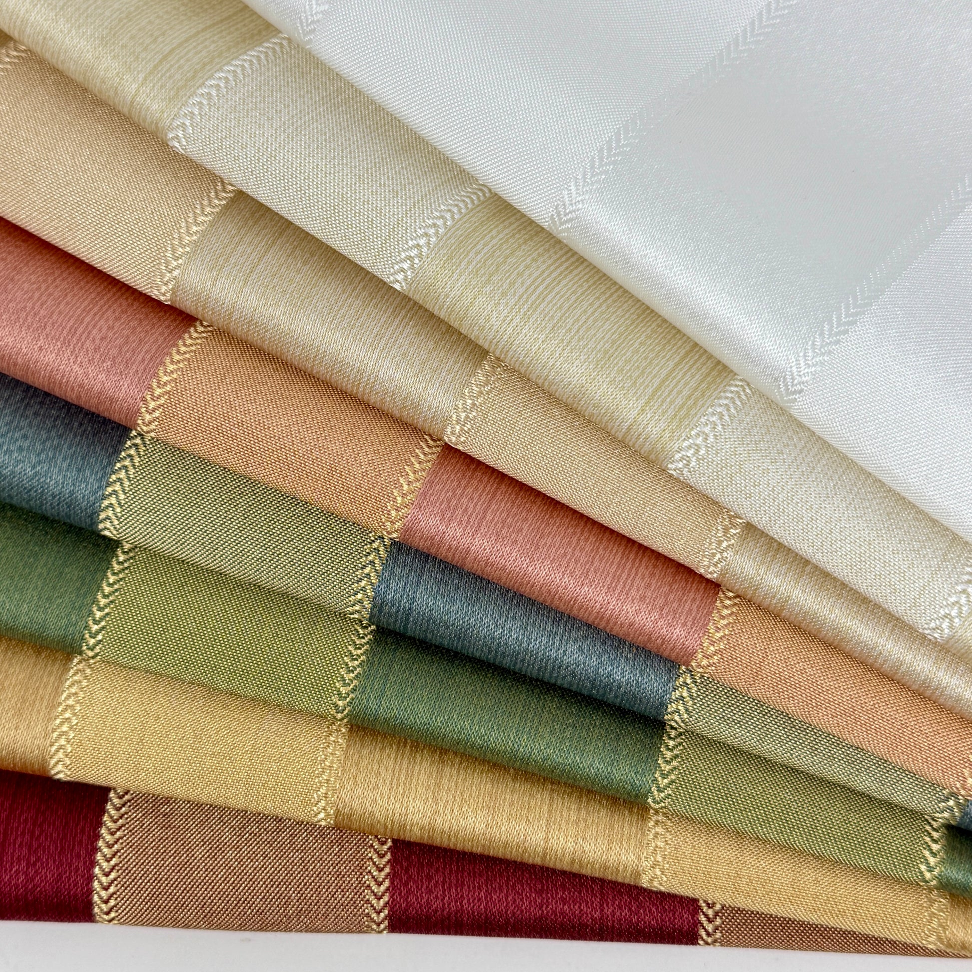 Two ToneGold Stripe Jacquard Flat Roman Shades/CL1190 - Classic & Modern Home